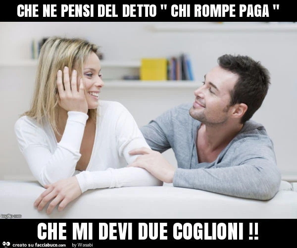 Che ne pensi del detto " chi rompe paga " che mi devi due coglioni