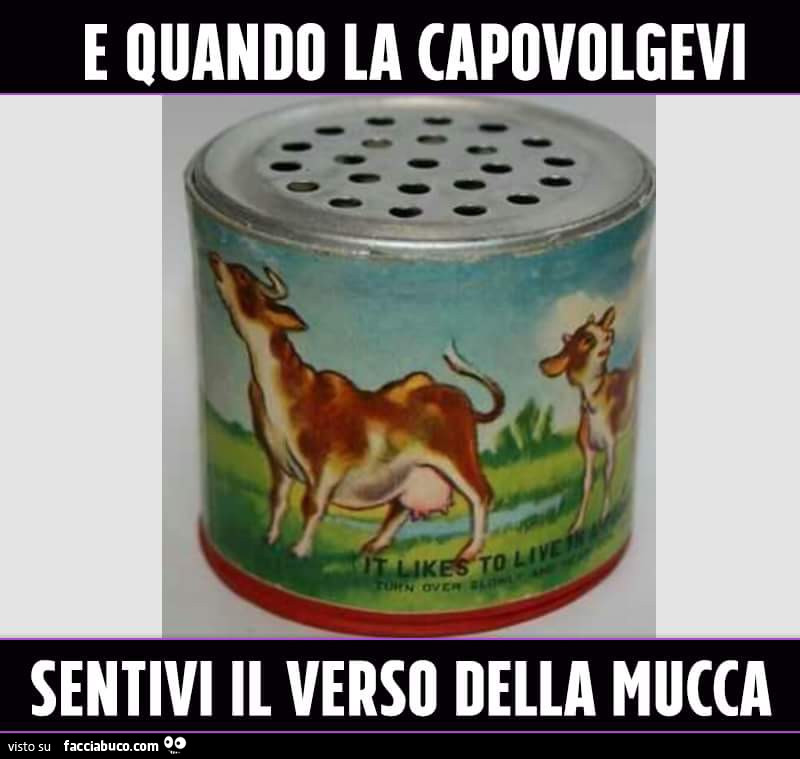 E quando la capovolgevi sentivi il verso della mucca