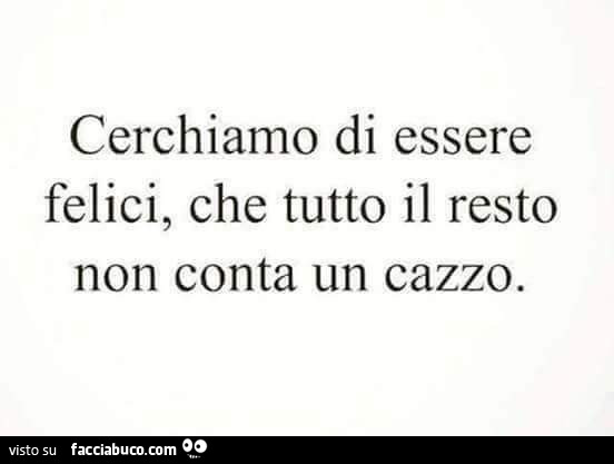 Cerchiamo Di Essere Felici Che Tutto Il Resto Non Conta Un Cazzo Facciabuco Com