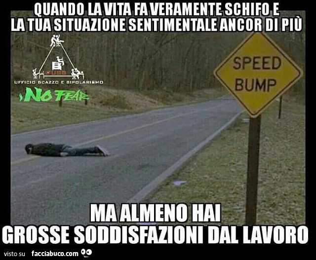 Quando la vita fa veramente schifo e la tua situazione sentimentale ancor di più, ma almeno hai grosse soddisfazioni dal lavoro