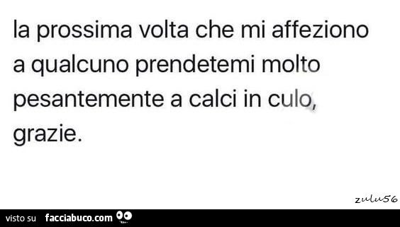 La prossima volta che mi affeziono a qualcuno prendetemi molto pesantemente a calci in culo, grazie