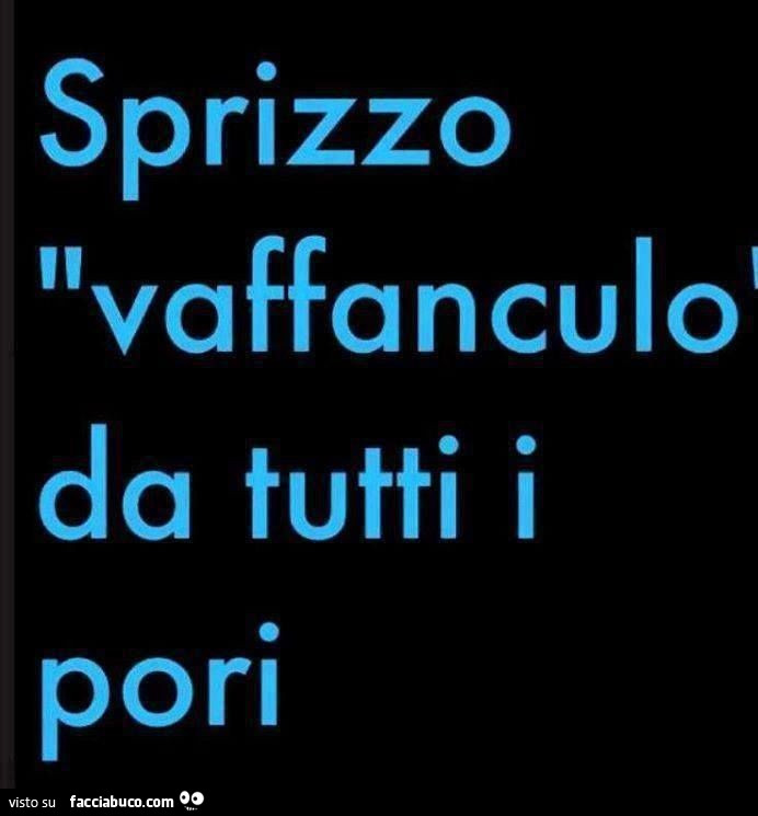 Sprizzo vaffanculo da tutti i pori