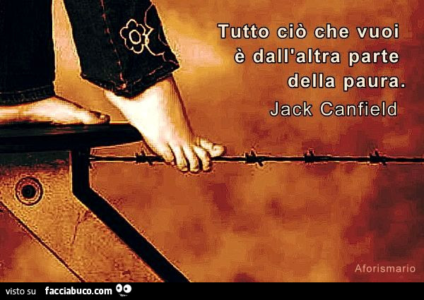 Tutto ciò che vuoi è dall'altra parte della paura. Jack Canfield