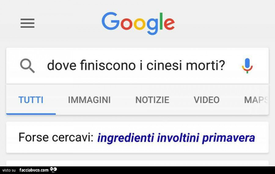 Google: dove finiscono i cinesi morti? Forse cercavi: ingredienti involtini primavera