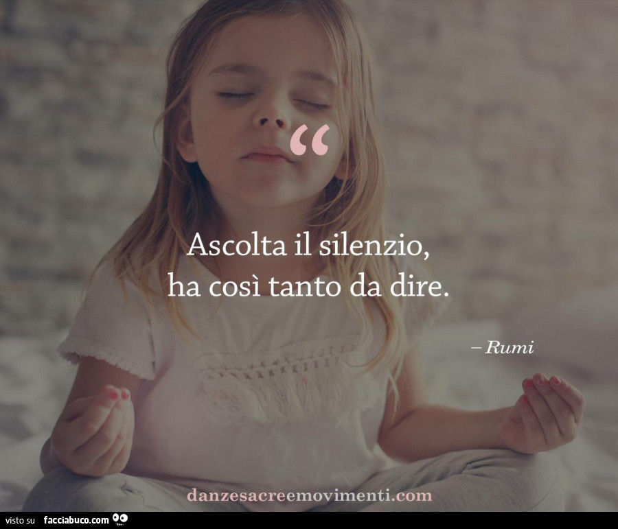 Ascolta il silenzio, ha così tanto da dire