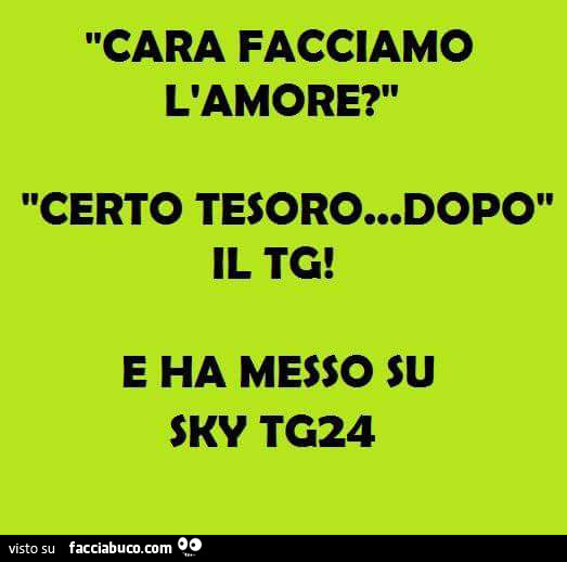 Cara facciamo l'amore? Certo tesoro, dopo il TG! E ha messo su Sky TG24