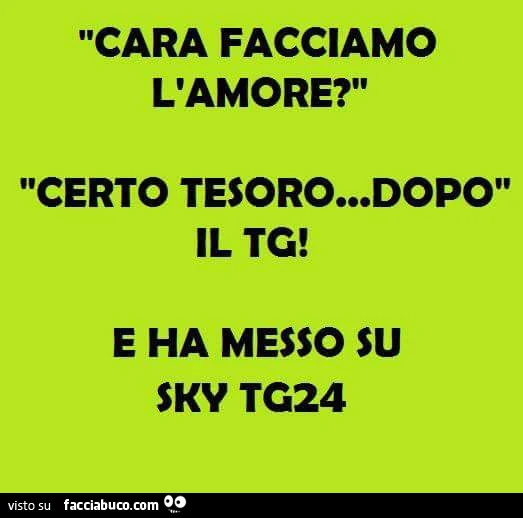 Cara facciamo l'amore? Certo tesoro&hellip; dopo il tg, e ha messo su sky tg24